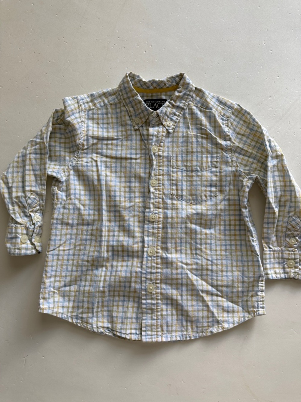 The Children’s Place Yellow & Blue Plaid Button-Down Shirt Boys 3T